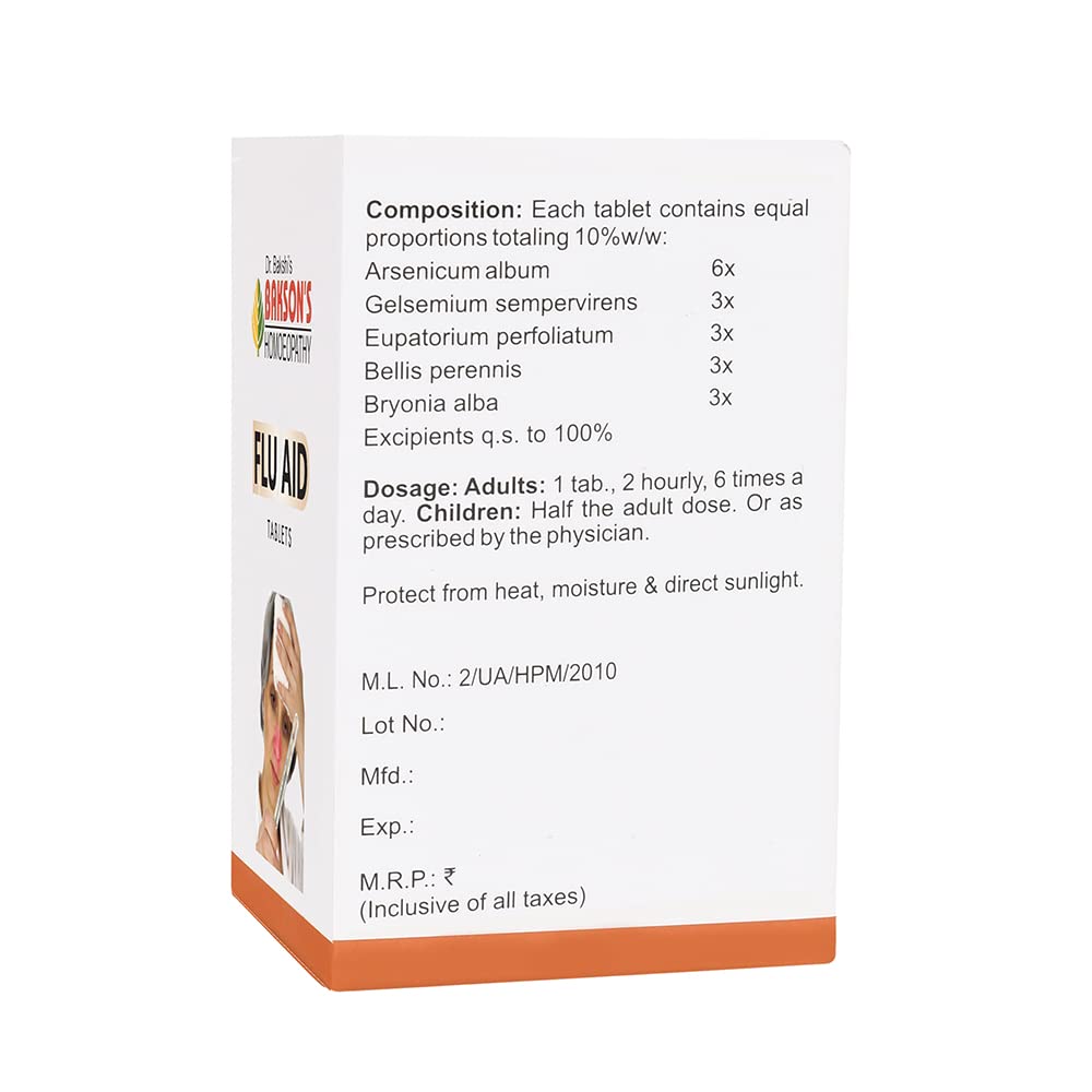 Dr. Bakshi's BAKSON'S HOMOEOPATHY FLU AID TABLETS-75TABS – view 2