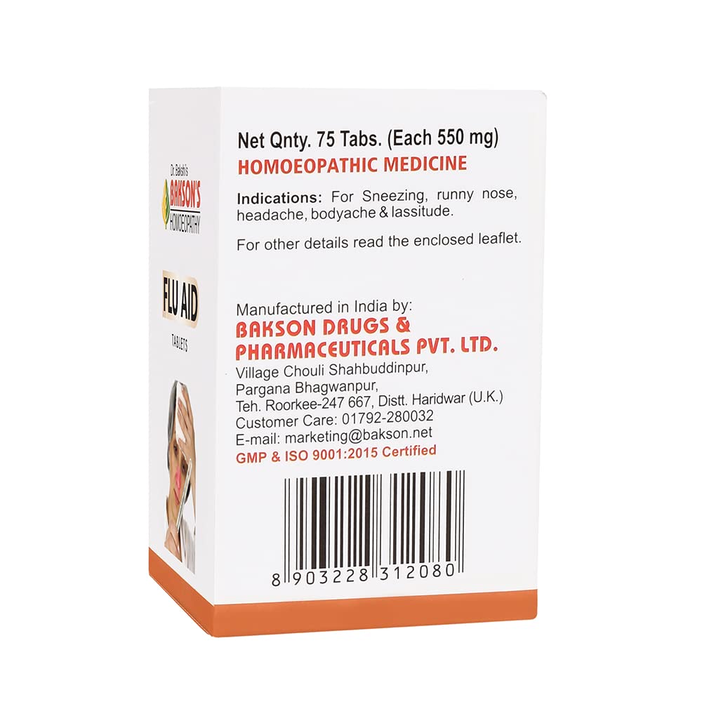 Dr. Bakshi's BAKSON'S HOMOEOPATHY FLU AID TABLETS-75TABS – view 3
