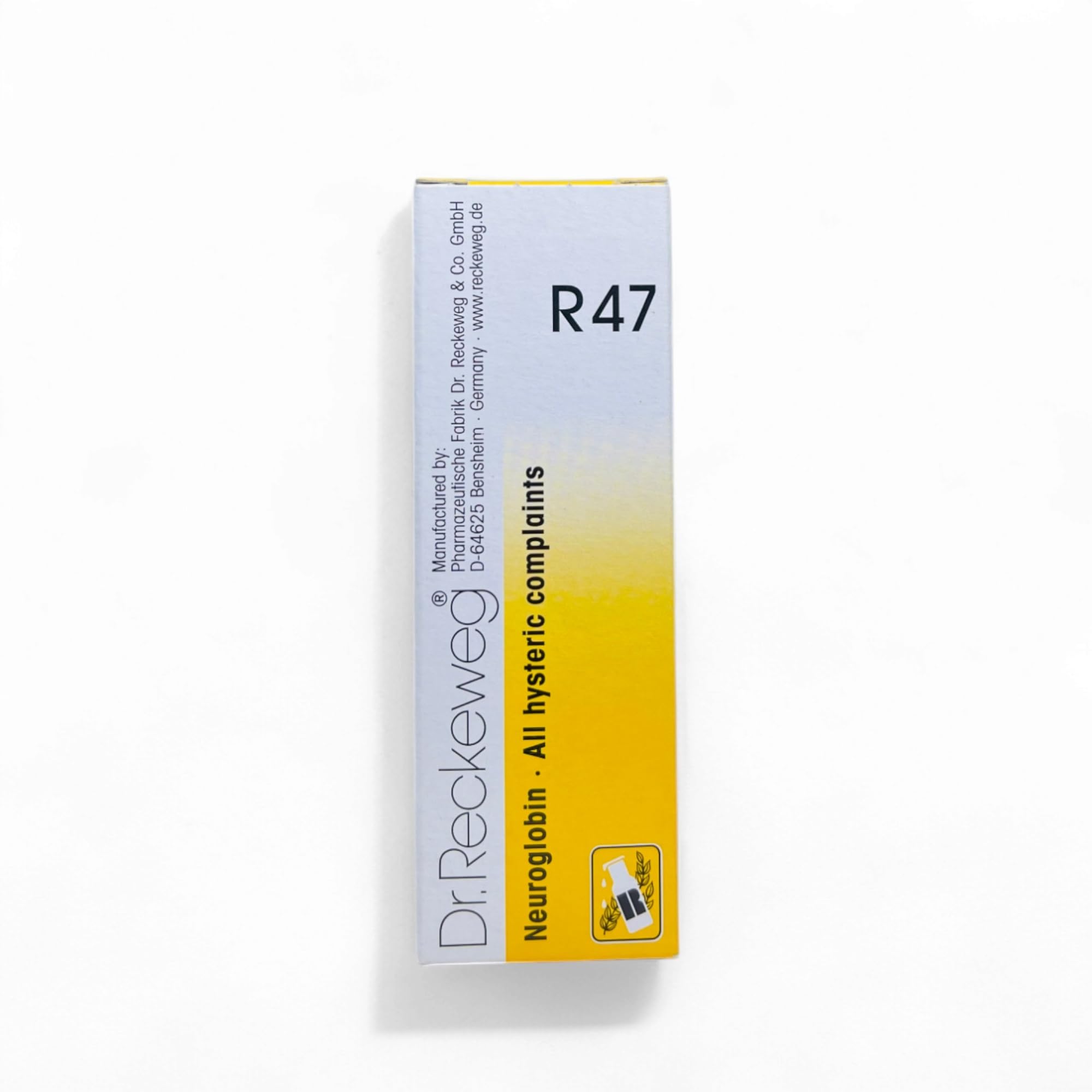 Front view of German Remedy R47 Drop 22 ml bottle