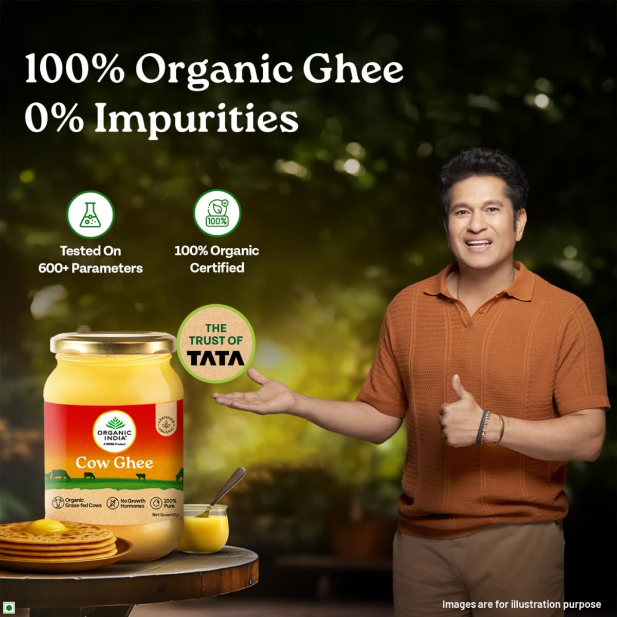 A TATA Product - Organic India Pure Cow Ghee, 500ml, Lab Tested on 600+ Parameters, Certified Organic, Glass Bottle, Sourced from Organically Fed Cows, Authentic Taste, Rich in Healthy Fat – view 3
