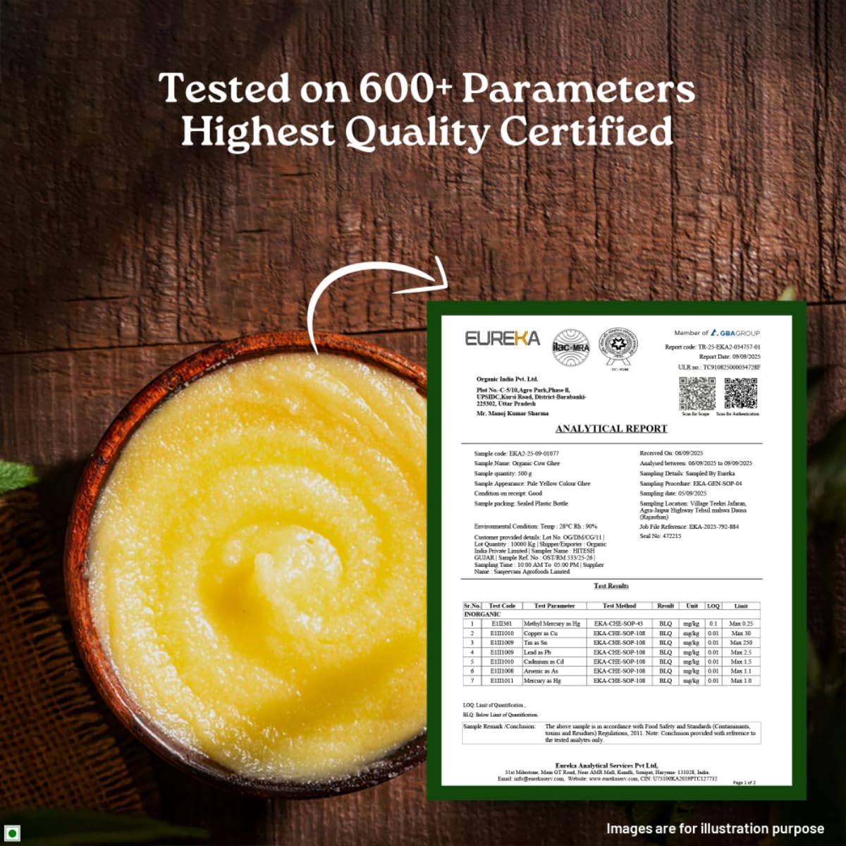 A TATA Product - Organic India Pure Cow Ghee, 500ml, Lab Tested on 600+ Parameters, Certified Organic, Glass Bottle, Sourced from Organically Fed Cows, Authentic Taste, Rich in Healthy Fat – view 7