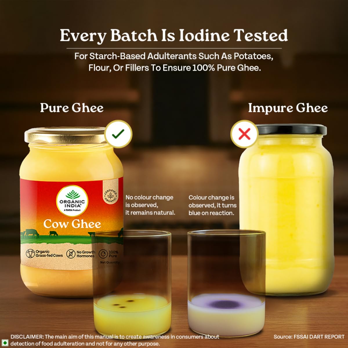 A TATA Product - Organic India Pure Cow Ghee, 500ml, Lab Tested on 600+ Parameters, Certified Organic, Glass Bottle, Sourced from Organically Fed Cows, Authentic Taste, Rich in Healthy Fat – view 8