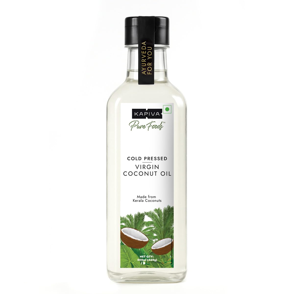 Kapiva Virgin Cold-Pressed Coconut Oil 500ml | 100% Pure, Unrefined & Edible | For Cooking, Skin & Baby Care, Oil Pulling | Coconut Oil For Hair | Keto Friendly