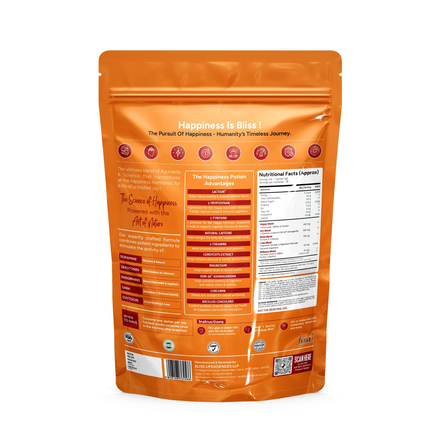 Bliss Welness Happy Bliss : Happiness, Anxiety & Stress Relief Supplement – view 2