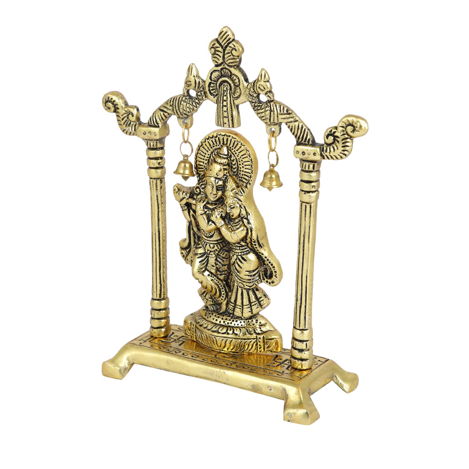Collectible India Metal Gold Plated Radha Krishna Idol Sculpture Statue Figurine Decorative Showpiece for Janmashtami Home Decoration Temple and Gift (Size 7 x 5 Inches) (1 Pieces) – view 4