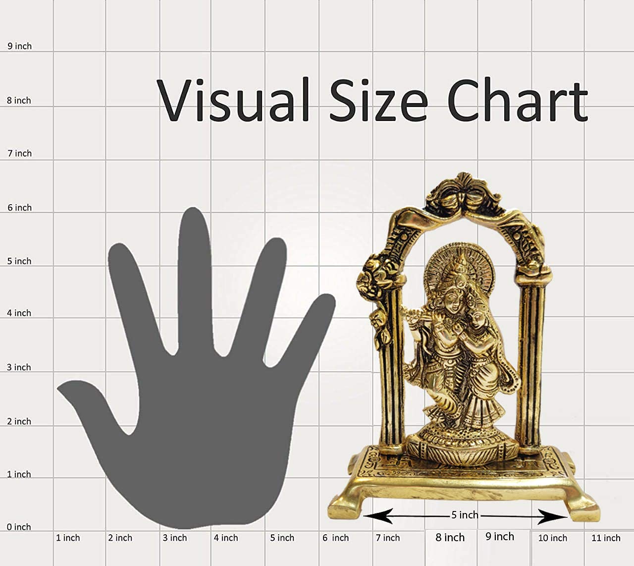 Collectible India Metal Gold Plated Radha Krishna Idol Sculpture Statue Figurine Decorative Showpiece for Janmashtami Home Decoration Temple and Gift (Size 7 x 5 Inches) (1 Pieces) – view 6