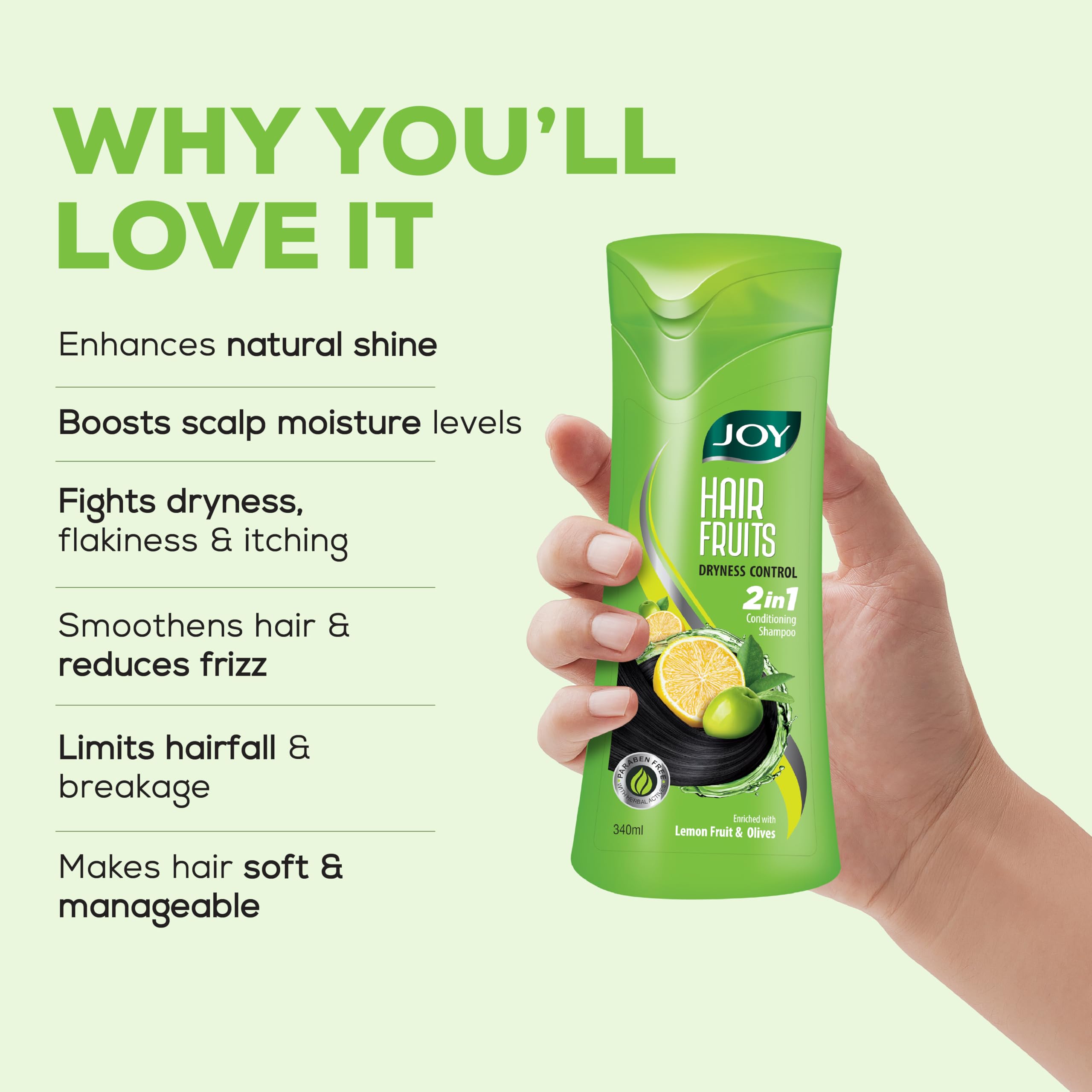 Joy Lemon & Olives Hair Dryness Control Conditioning Shampoo (340ml x 2) – view 4
