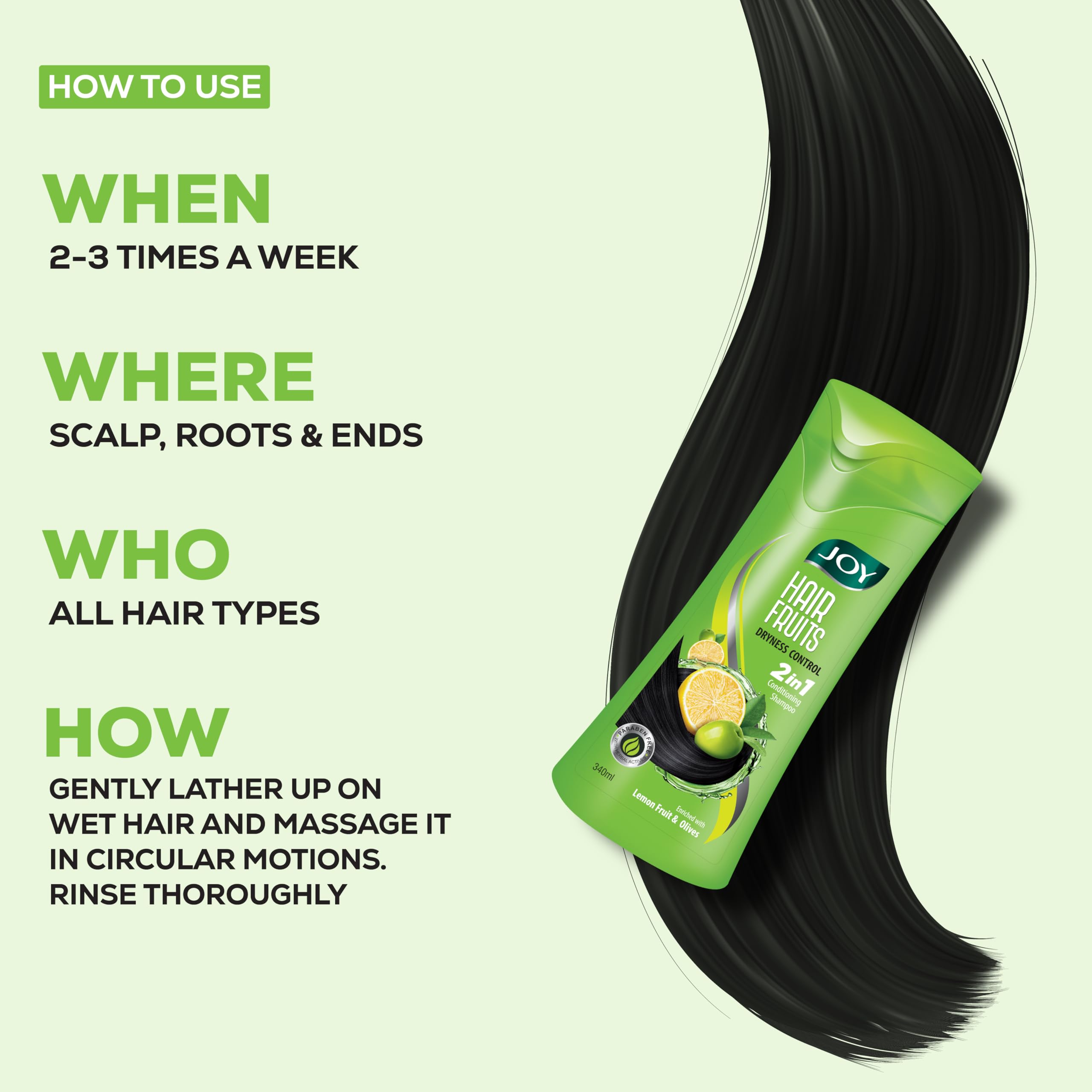 Joy Lemon & Olives Hair Dryness Control Conditioning Shampoo (340ml x 2) – view 7