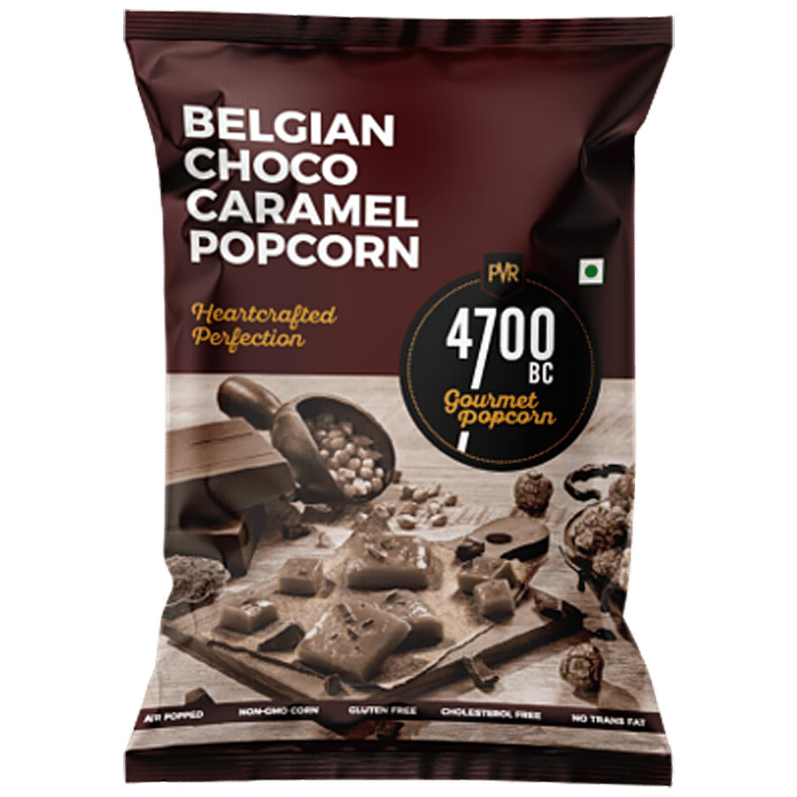Crunchy Belgian choco caramel popcorn snack pack from 4700BC