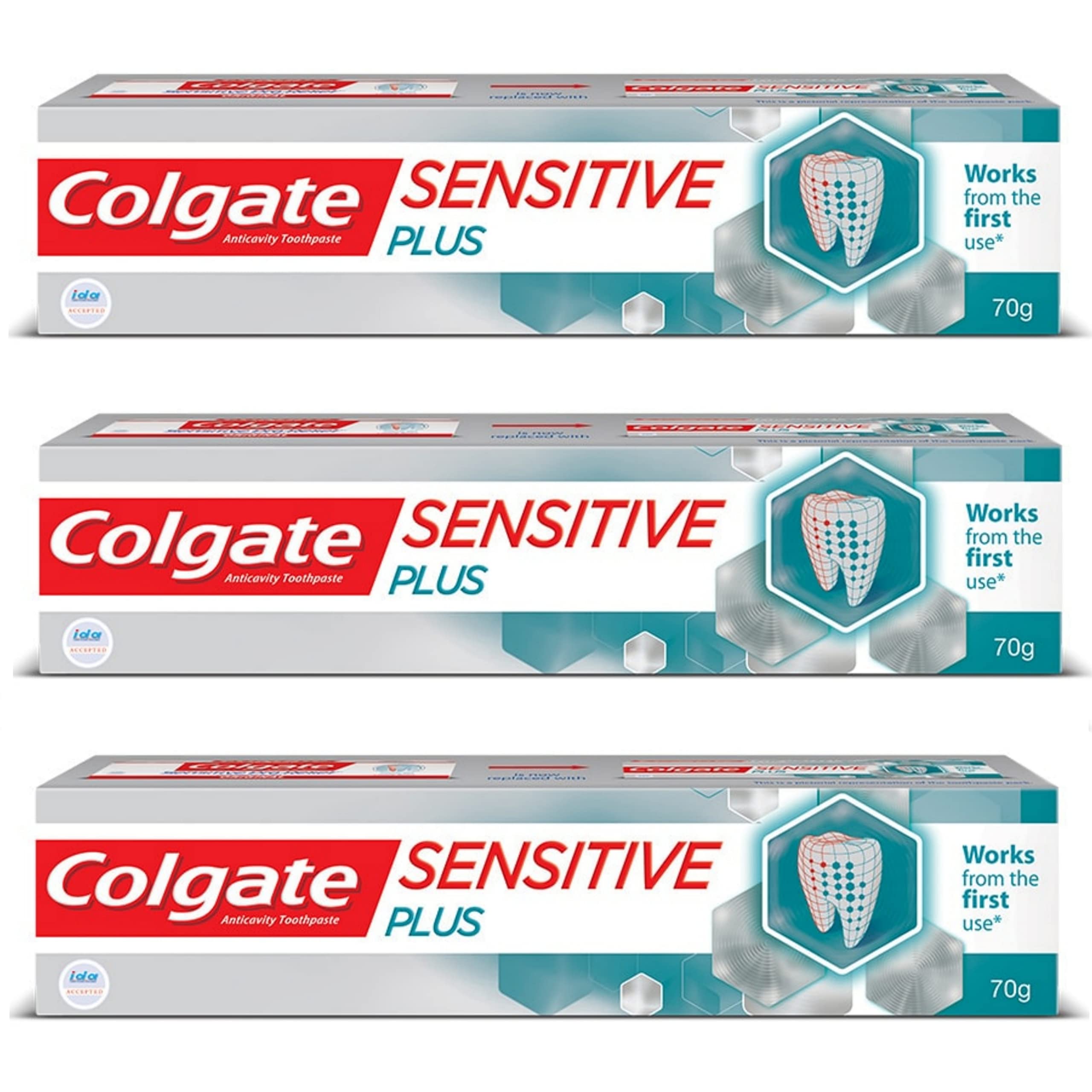 Colgate Sensitive Plus mint toothpaste three 70g tubes pack