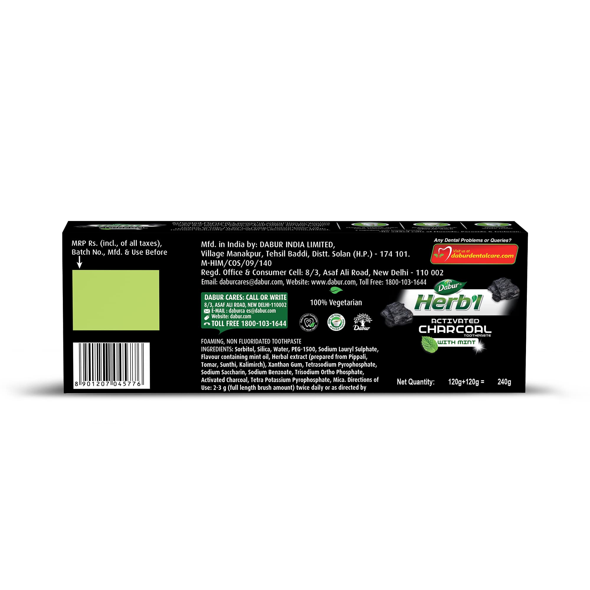 DABUR Herb'L Activated Charcoal Toothpaste-240G (120Gx2,Pack Of 2) – view 7