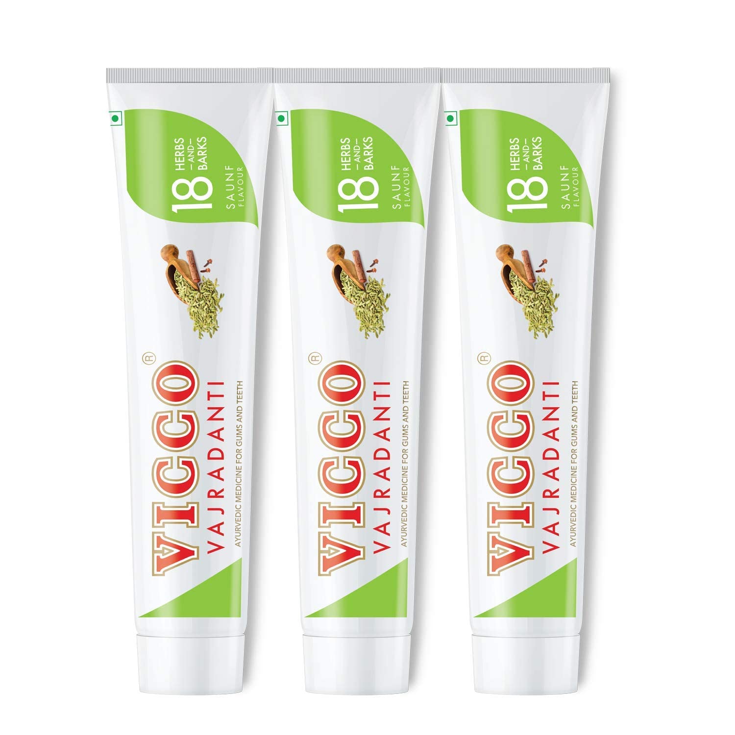 Vicco Vajradanti Ayurvedic Paste, Saunf Flavour, 18 Essential Herbs and Barks, Prevents Bad Breath, For Strong and Healthy Teeth, 200 gms, (Pack of 3) – view 1