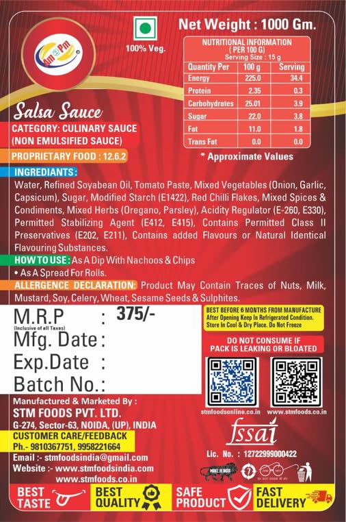 Am 2 Pm - Mexican Salsa Sauce Dip With Nachoos & Chips Spread For Rolls - 1Kg – view 3