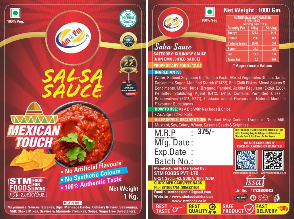Am 2 Pm - Mexican Salsa Sauce Dip With Nachoos & Chips Spread For Rolls - 1Kg – view 5