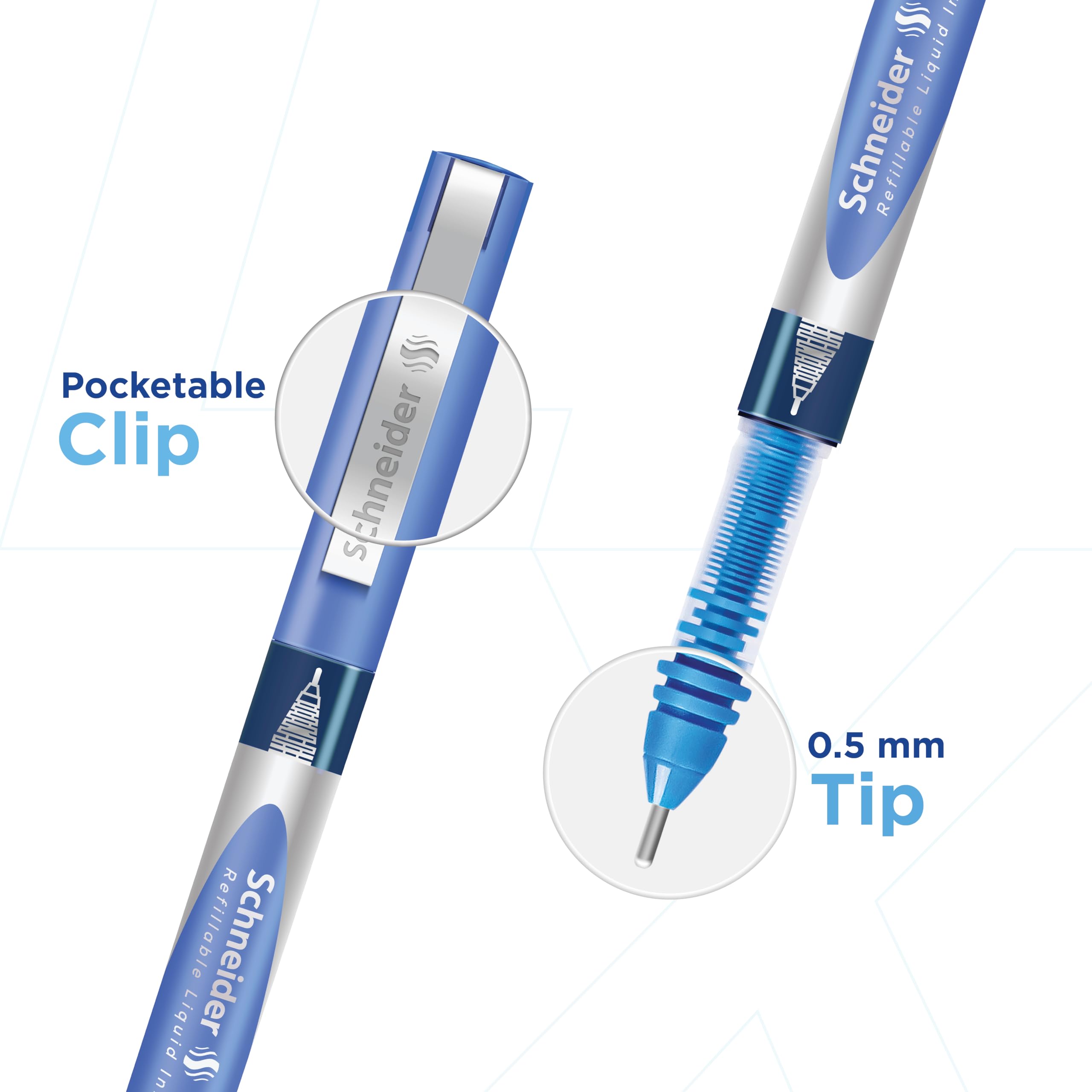 Luxor Schneider LX MAX roller ball pen, Pack of 4, 3 Blue+1 Black, Needle Tip, 0.5mm, 100% German Technology, 1000+ mtrs writing length, Waterproof Ink, Ideal for Students & Professionals – view 2