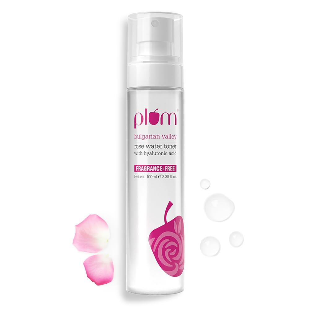 Plum rose water face toner bottle with hyaluronic acid 100 ml