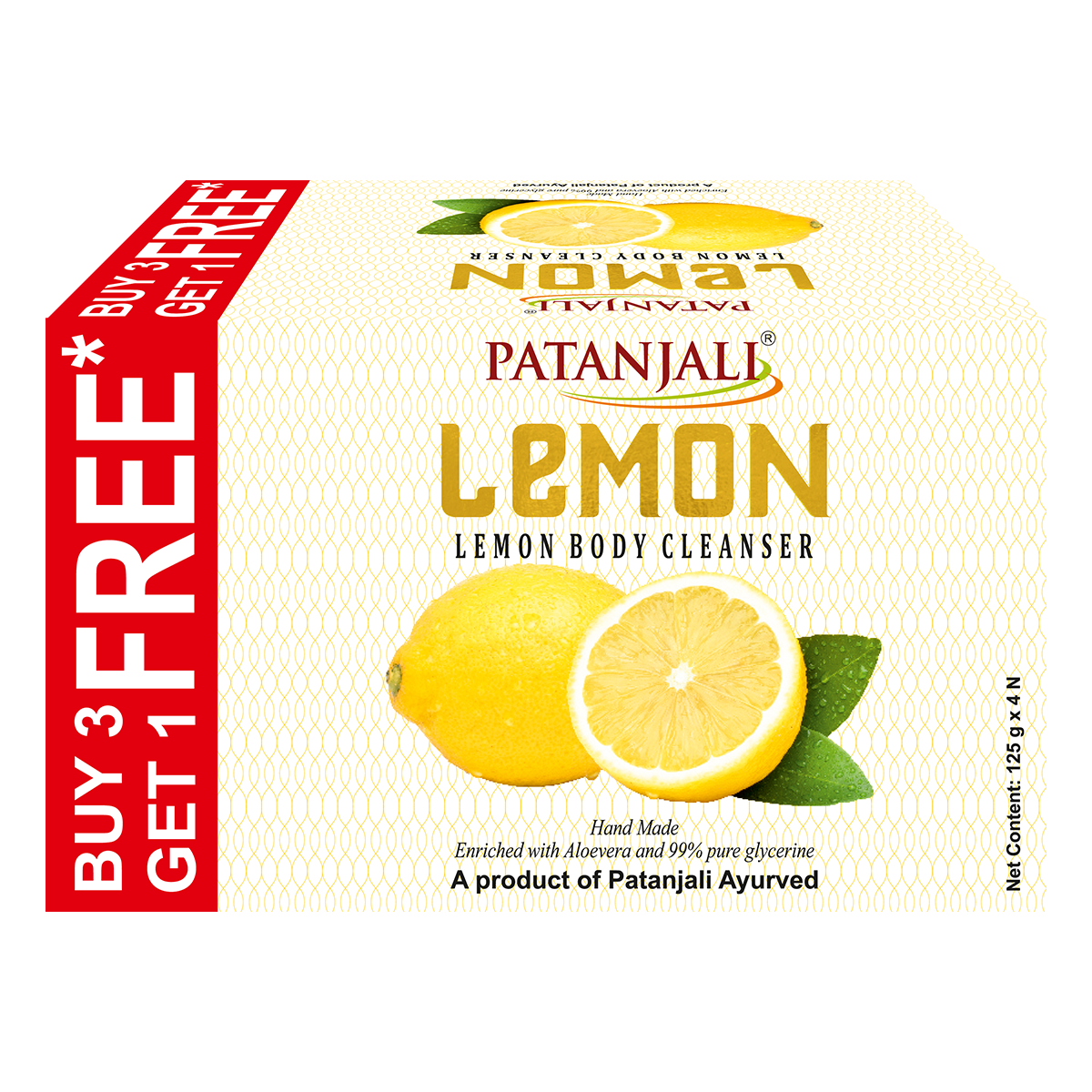 Patanjali lemon citrus body cleanser bar pack, 125 g