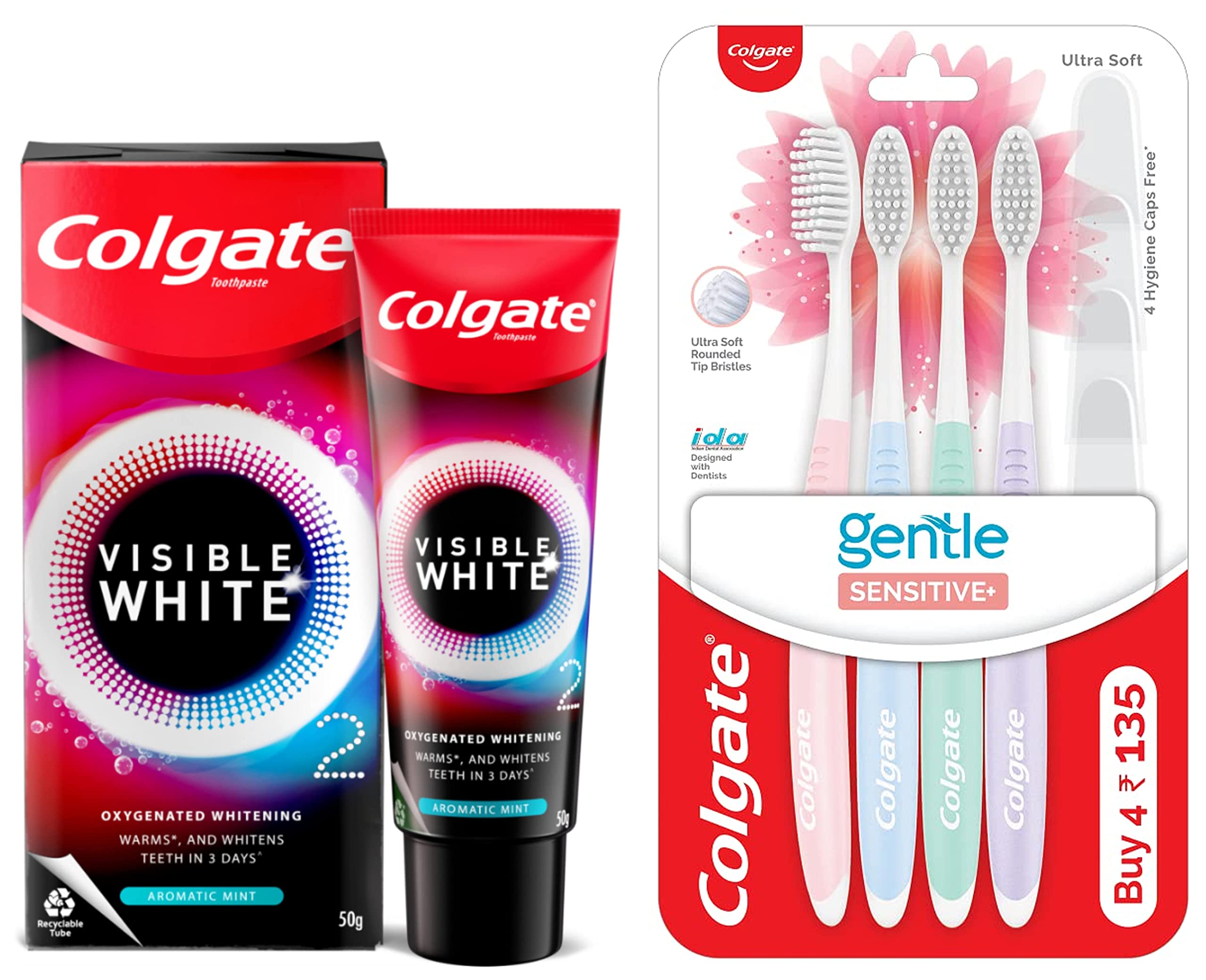 Aromatic Mint whitening toothpaste and sensitive soft bristles toothbrush