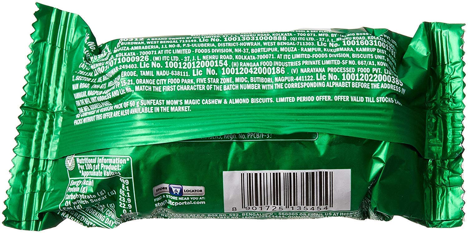 Sunfeast Mom's Magic Biscuit, Cashew and Almond, 58.4g - Pack of 8 – view 2