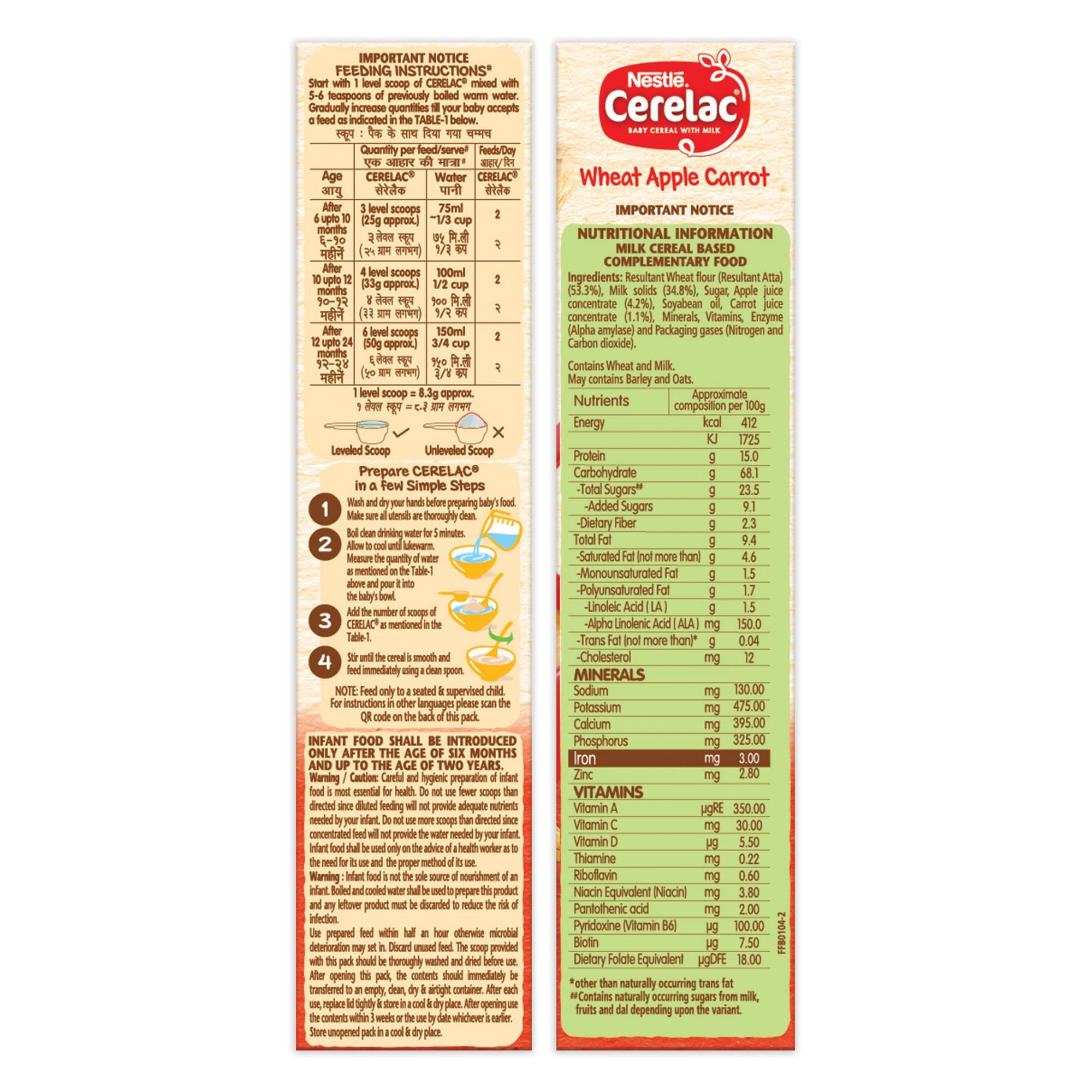 Nestle Cerelac Baby Cereal with Milk , Wheat Apple Carrot ,Stage 1, From 6 to 24 Months , Source of Iron & Protein , 300g – view 4