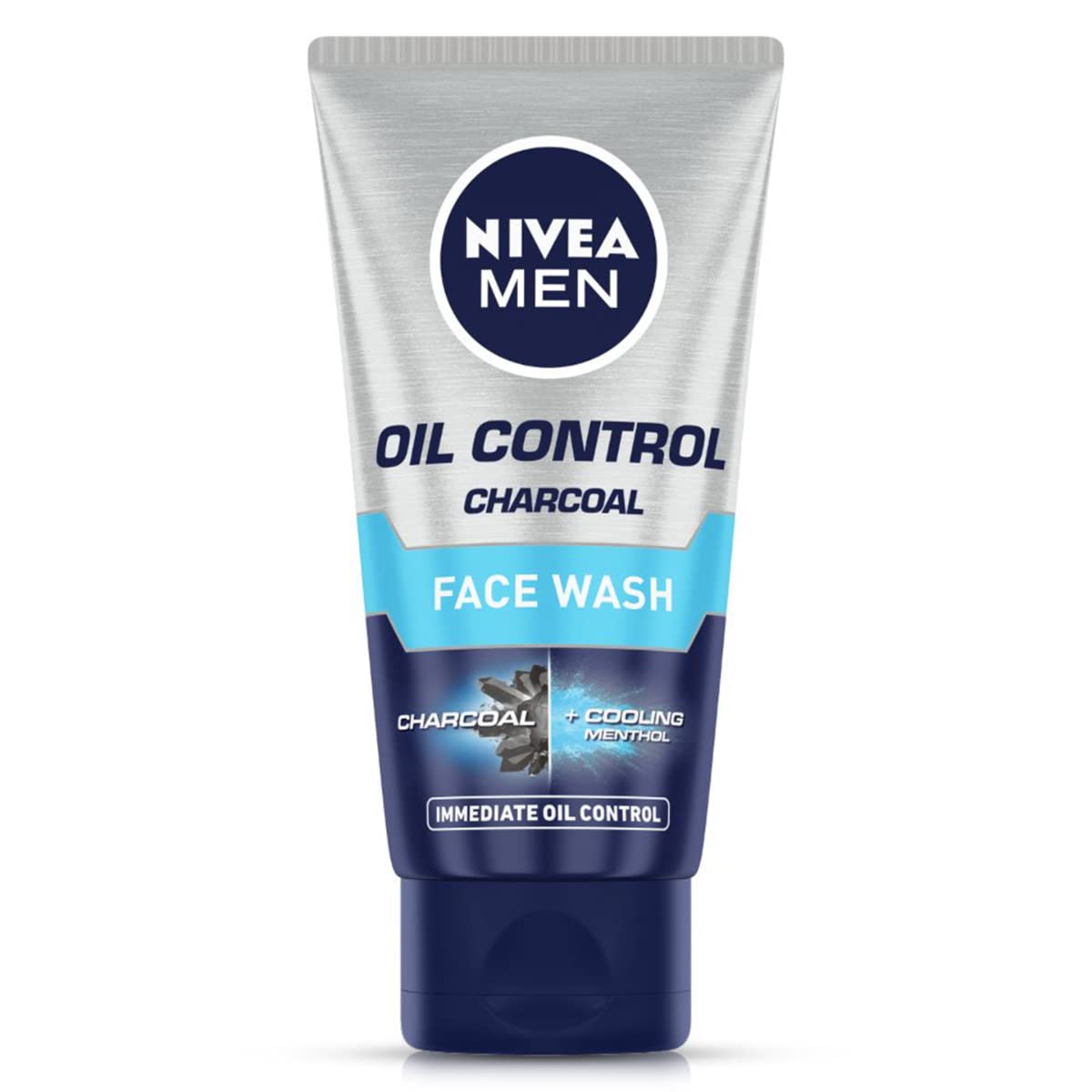 Front view of Nivea Men Oil Control charcoal face wash tube