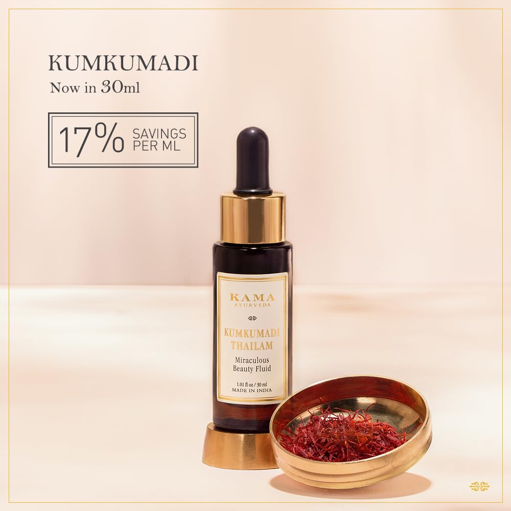 Kama Ayurveda Kumkumadi Thailam Miraculous Beauty Fluid Ayurvedic Night Serum (Facial Oil) (30ml) – view 6