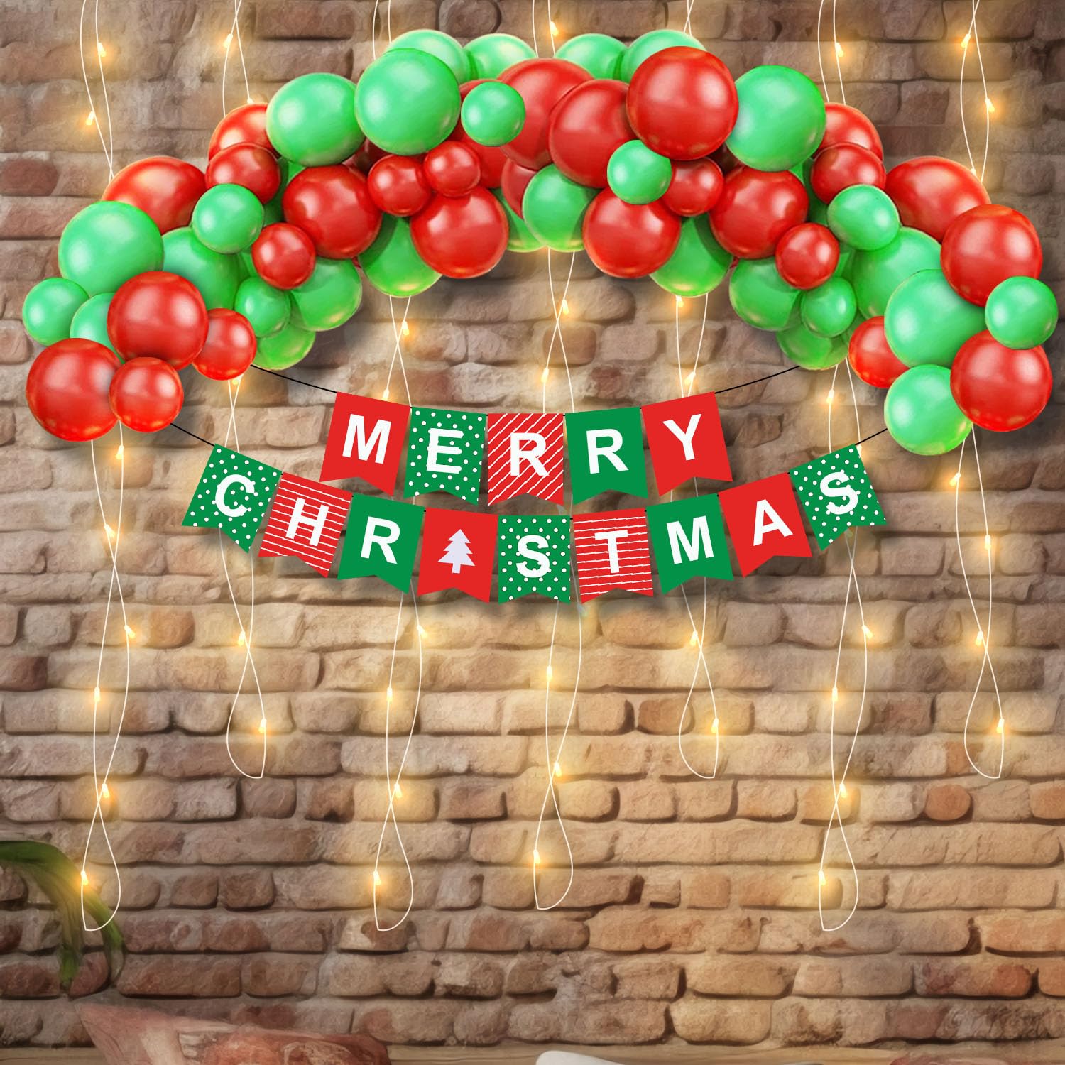 Party Propz Christmas decoration combo with banner balloons and string lights