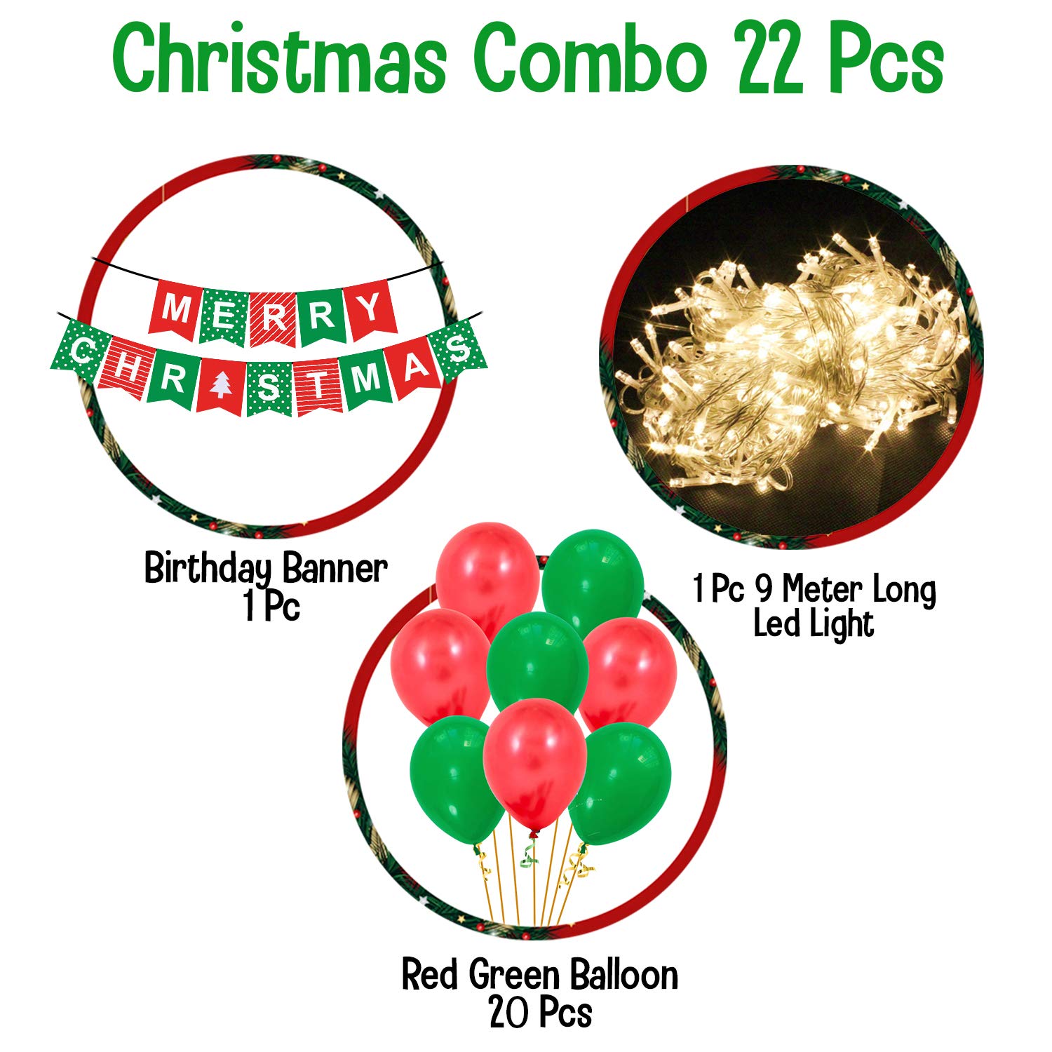 Party Propz Christmas Decoration kIt - 22 Pcs, Merry Christmas Banner (Cardstock) – view 2