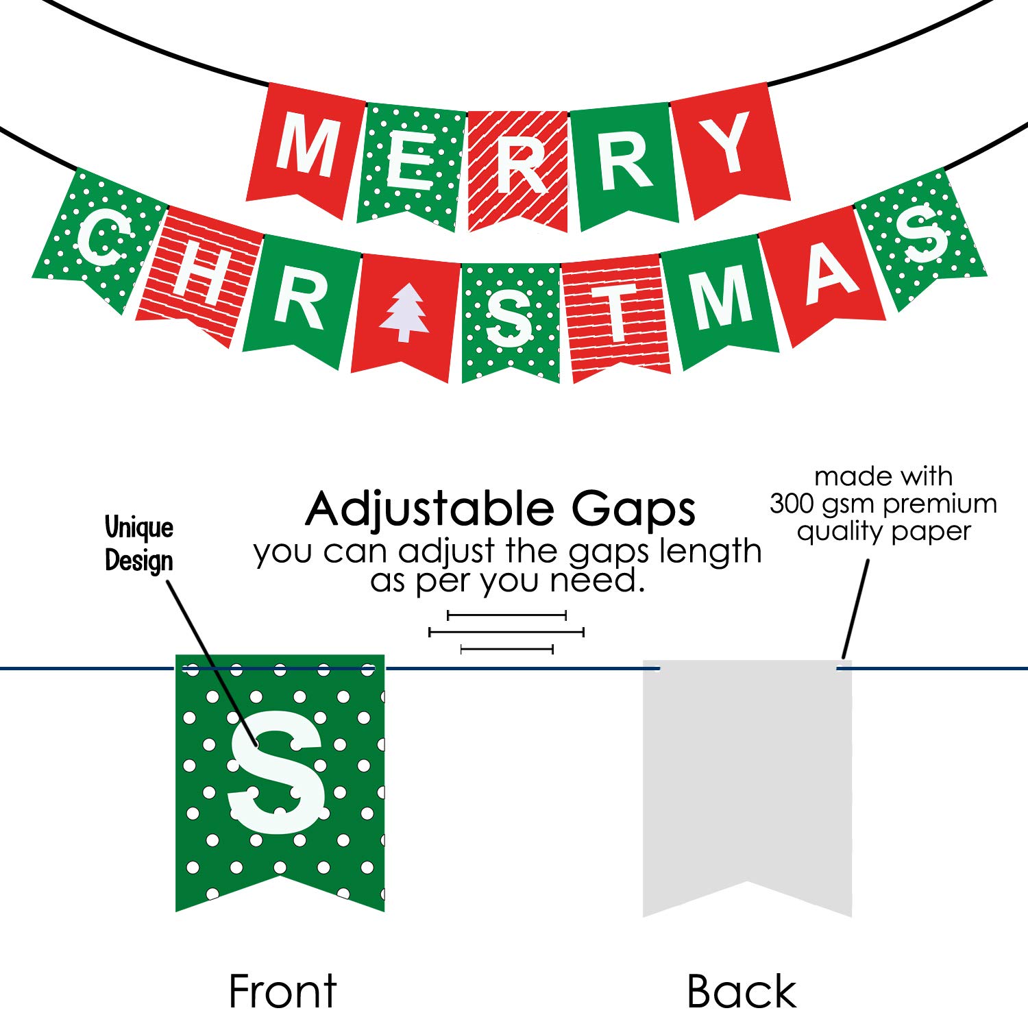 Party Propz Christmas Decoration kIt - 22 Pcs, Merry Christmas Banner (Cardstock) – view 4