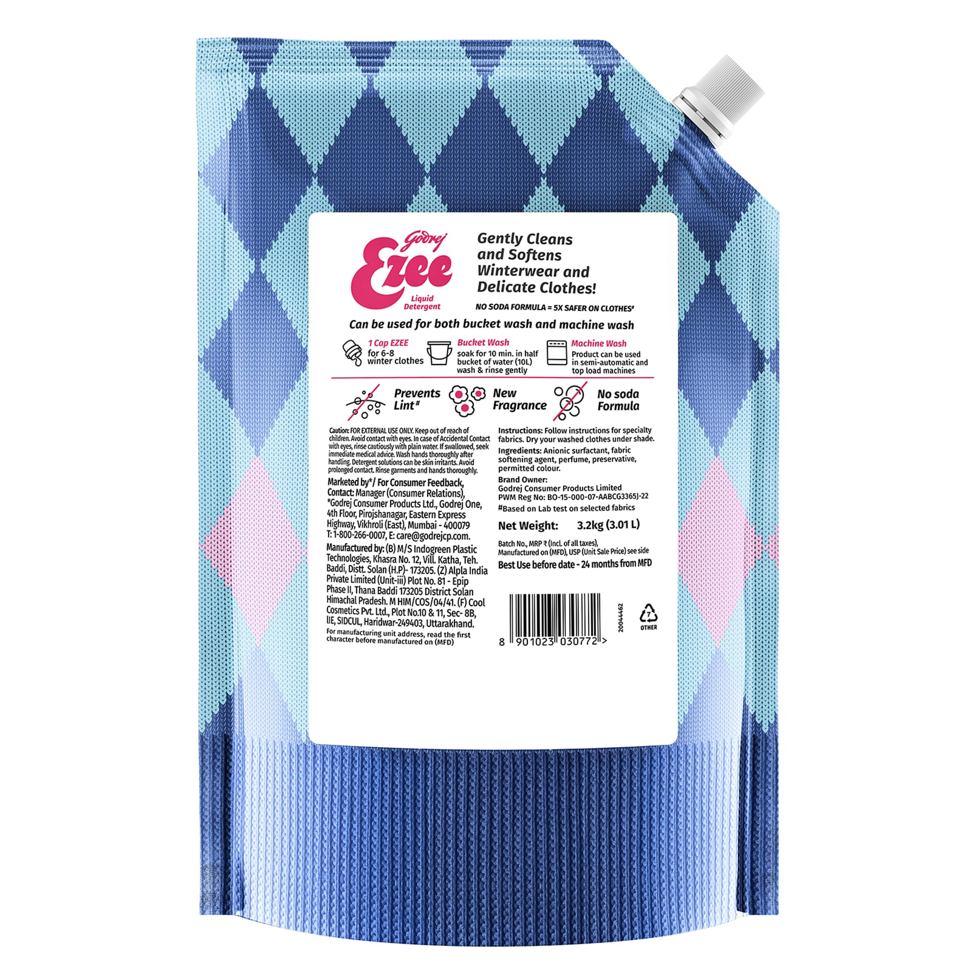Godrej Ezee Liquid Detergent for Semi-automatic and Top Load Washing - 3.2 kgs Pouch, for Winter Wear – view 7