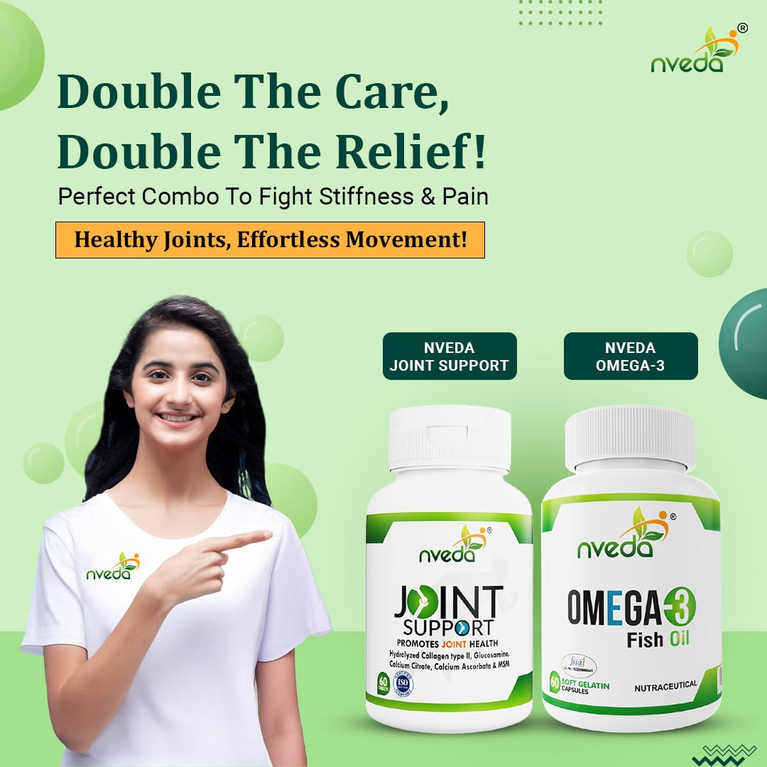 Nveda Omega 3 Fish Oil Capsules & Joint Support Tablets Combo for Men & Women – view 2