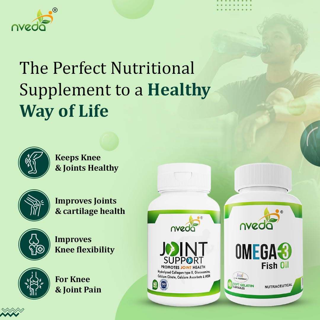 Nveda Omega 3 Fish Oil Capsules & Joint Support Tablets Combo for Men & Women – view 4