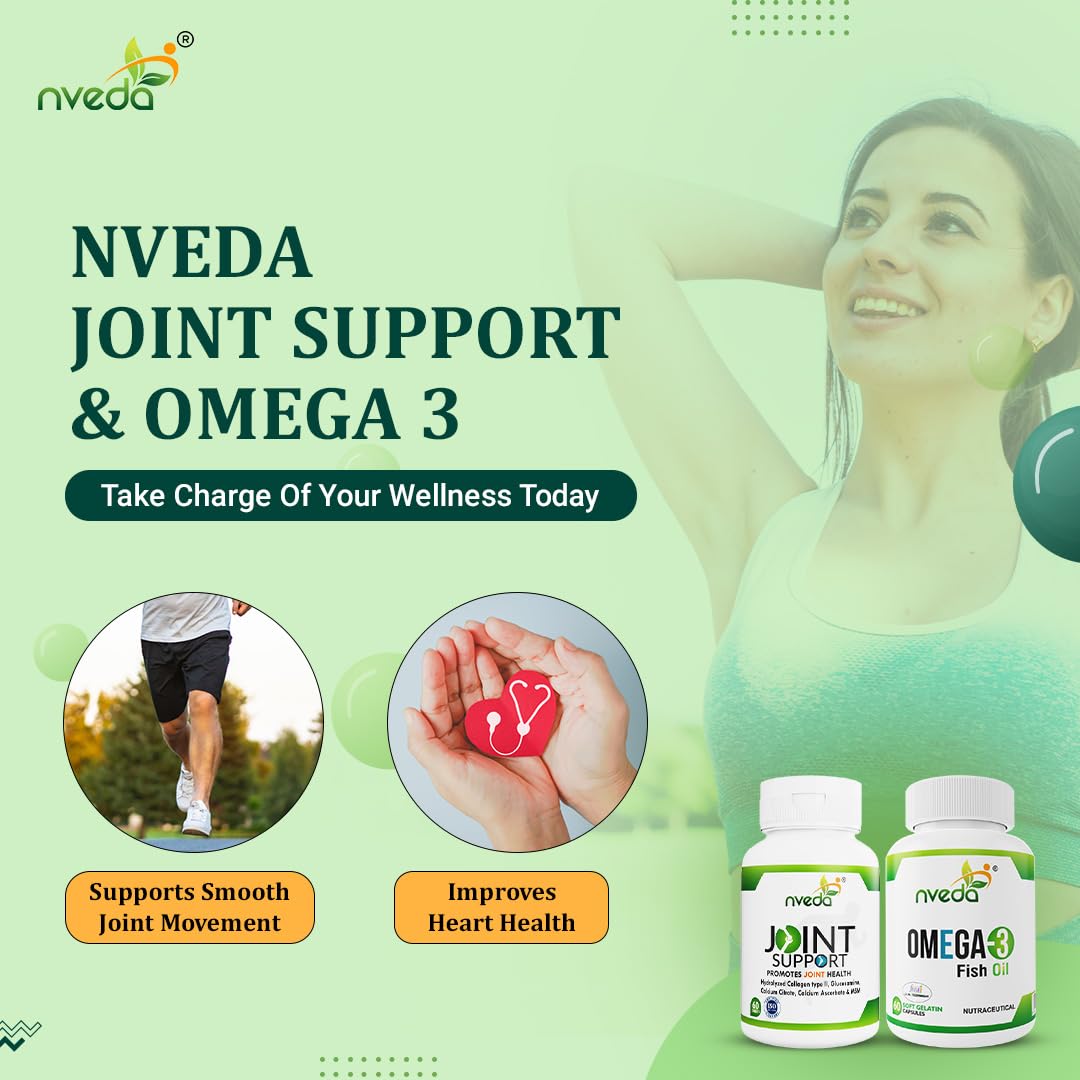 Nveda Omega 3 Fish Oil Capsules & Joint Support Tablets Combo for Men & Women – view 5