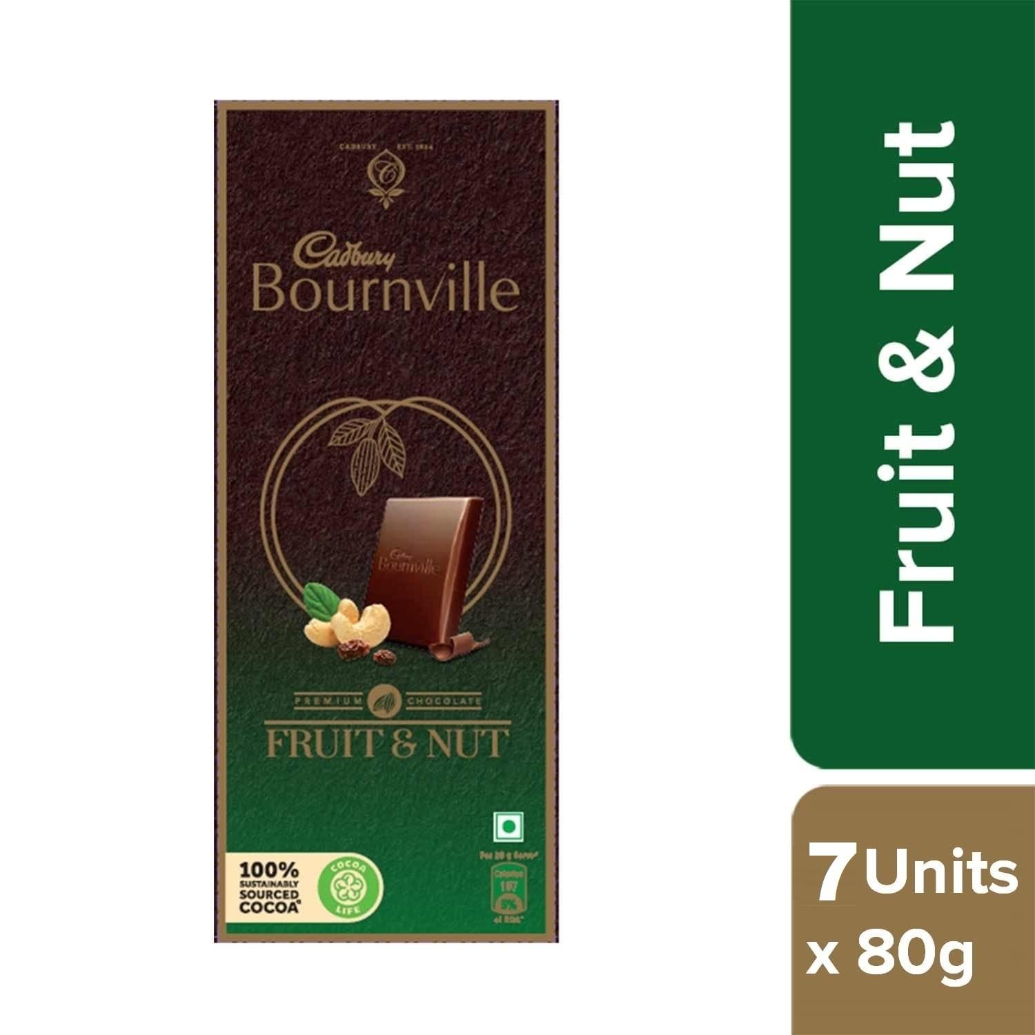 Cadbury Bournville Fruit And Nut Dark Chocolate Bar, 80G (Pack Of 7) – view 3