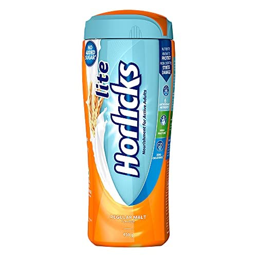 Horlicks Lite regular malt nutrition powder in 450 g jar