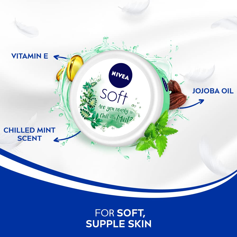 NIVEA Soft, Light Moisturising Cream, Chilled Mint, 100ml – view 3