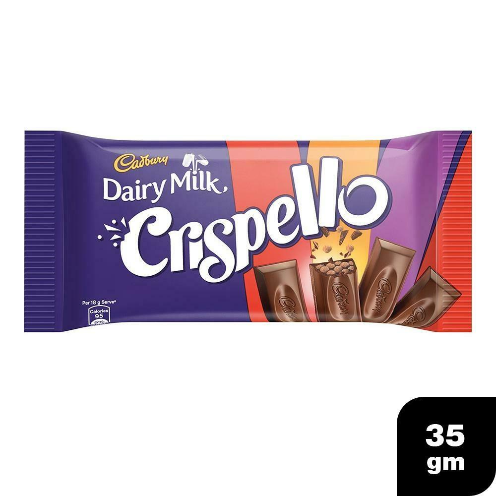 Cadbury Crispello milk chocolate bar with crispy centre and four fingers