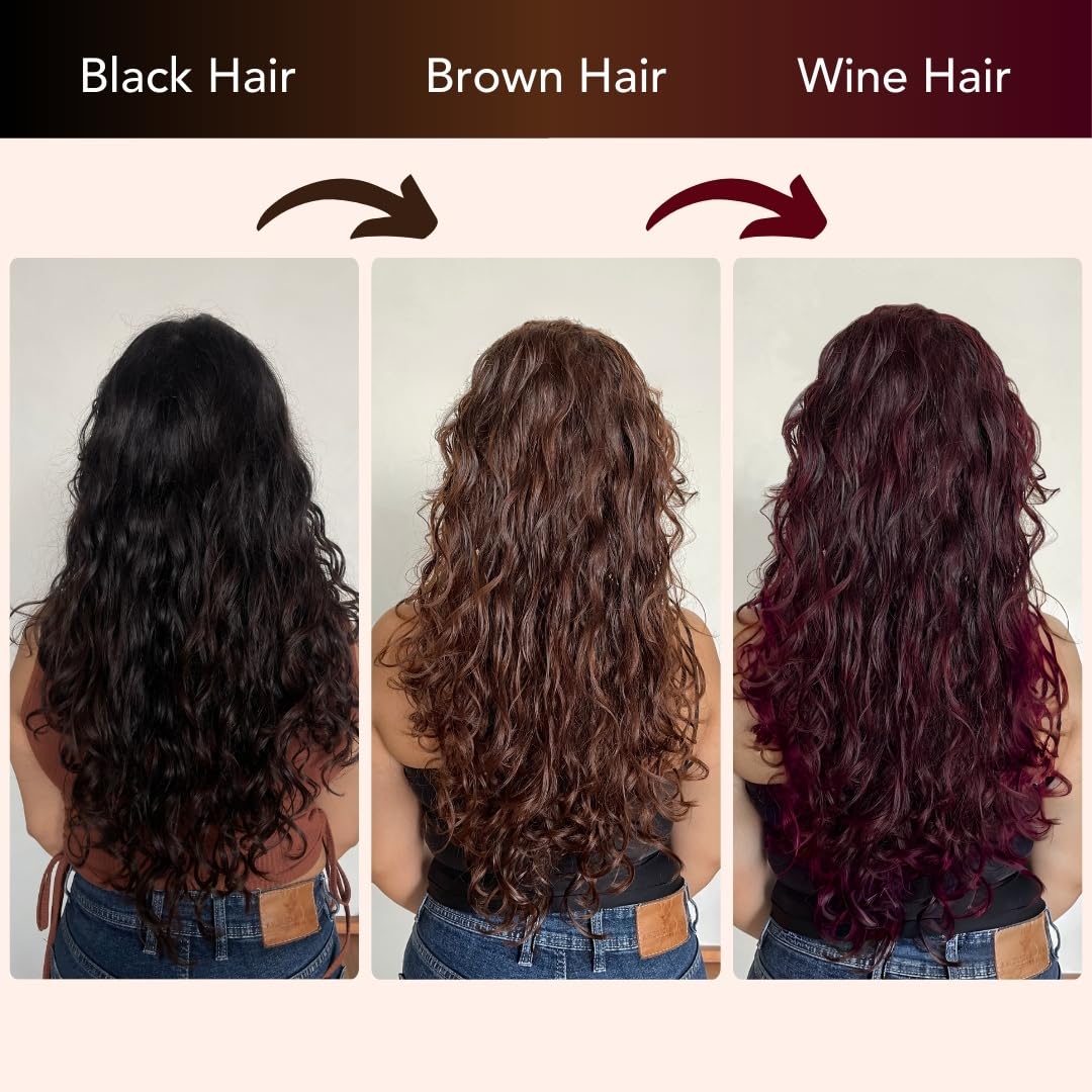 Paradyes No Bleach Hazel Wine Combo, Ammonia-Free Formula for Natural Black Hair, Ruby Wine Semi-Permanent Top-up Hair Color, Enriched with Herbal Extract – view 5