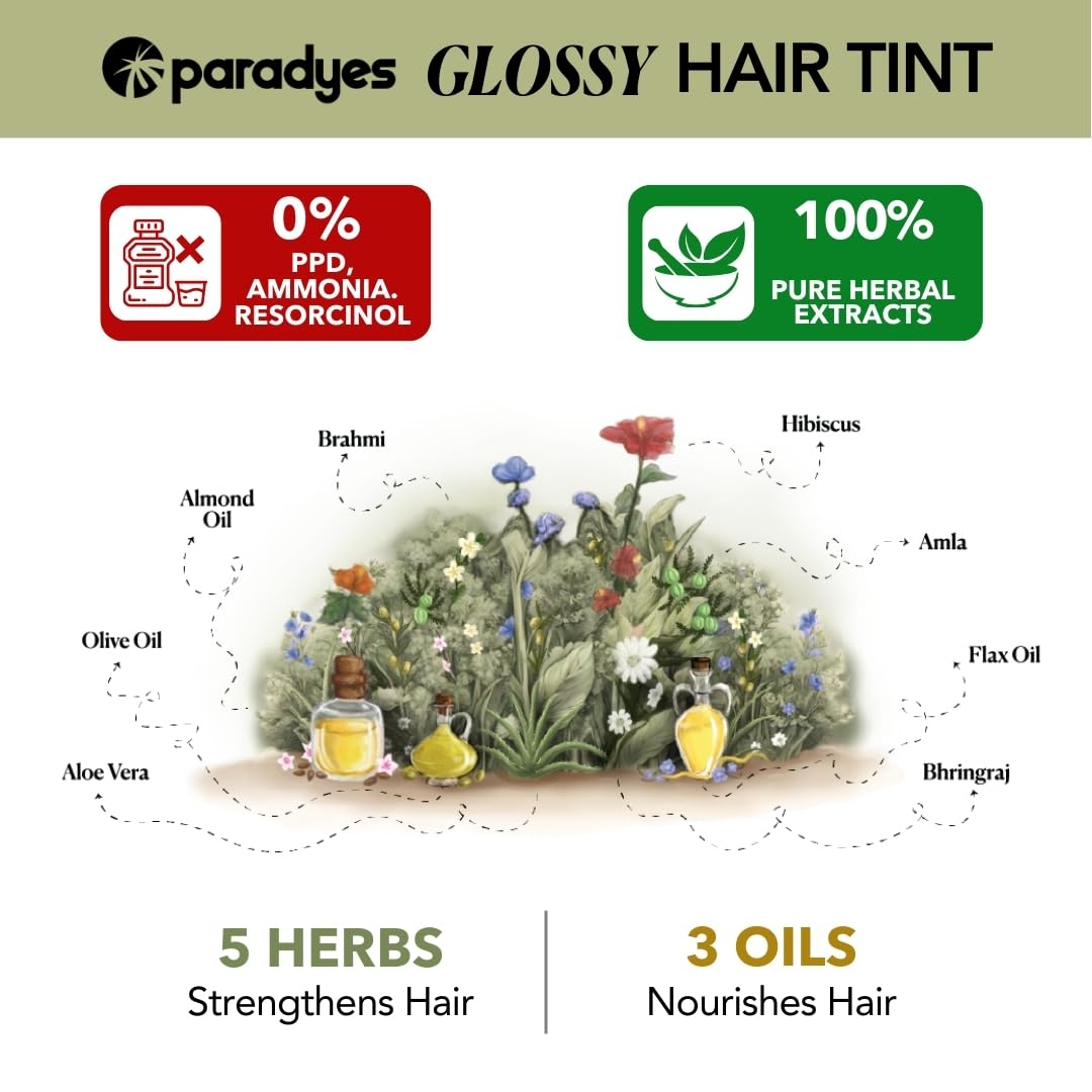 Paradyes No Bleach Hazel Wine Combo, Ammonia-Free Formula for Natural Black Hair, Ruby Wine Semi-Permanent Top-up Hair Color, Enriched with Herbal Extract – view 7