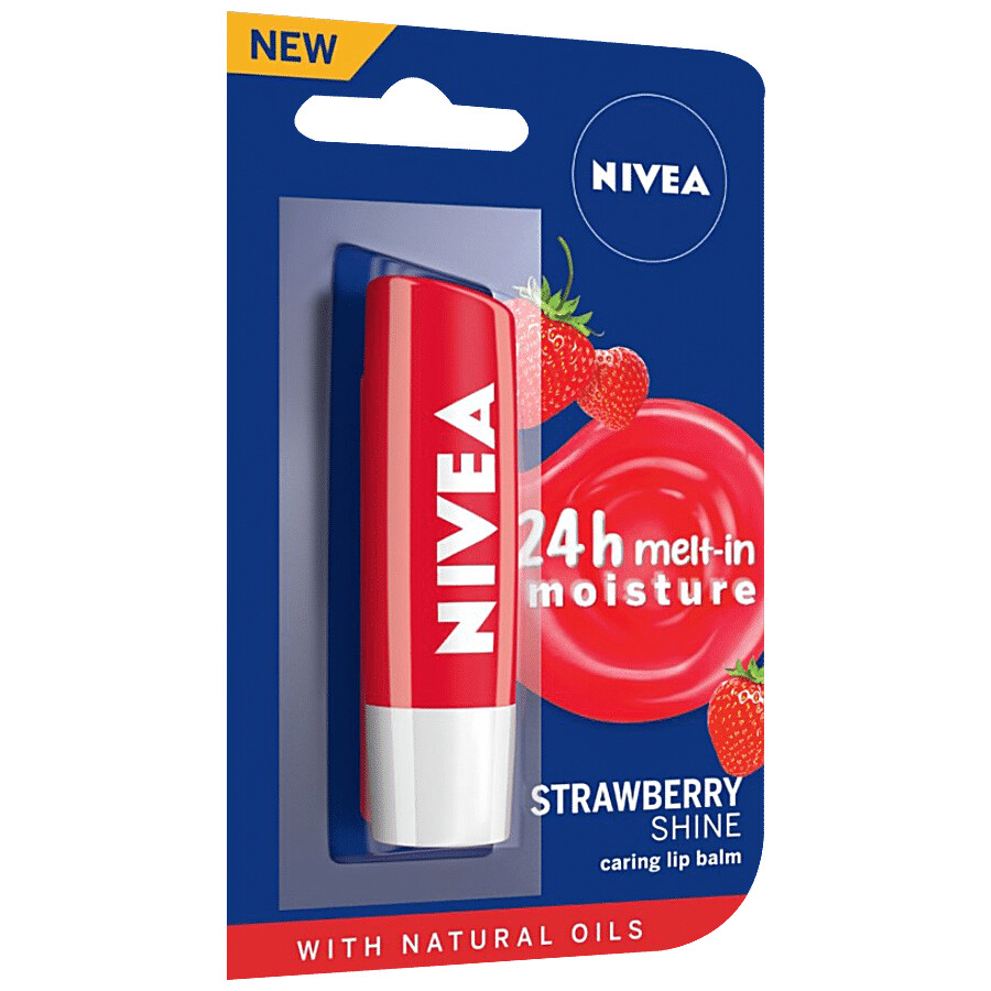 NIVEA Strawberry Shine Caring Lip Balm - With Natural Oils, 24 Hours Of Melt-In Moisture 4.8 g – view 5