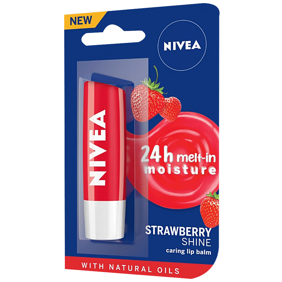 NIVEA Strawberry Shine Caring Lip Balm - With Natural Oils, 24 Hours Of Melt-In Moisture 4.8 g – view 6
