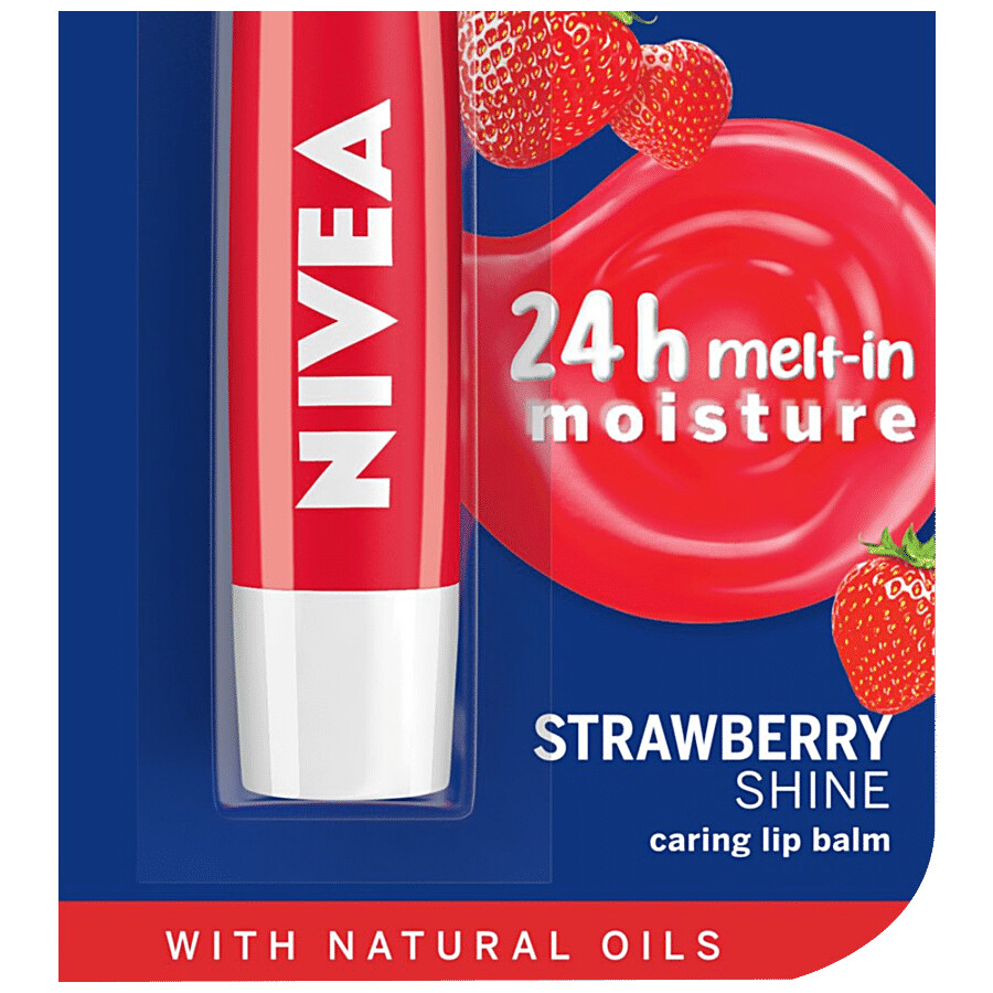NIVEA Strawberry Shine Caring Lip Balm - With Natural Oils, 24 Hours Of Melt-In Moisture 4.8 g – view 8