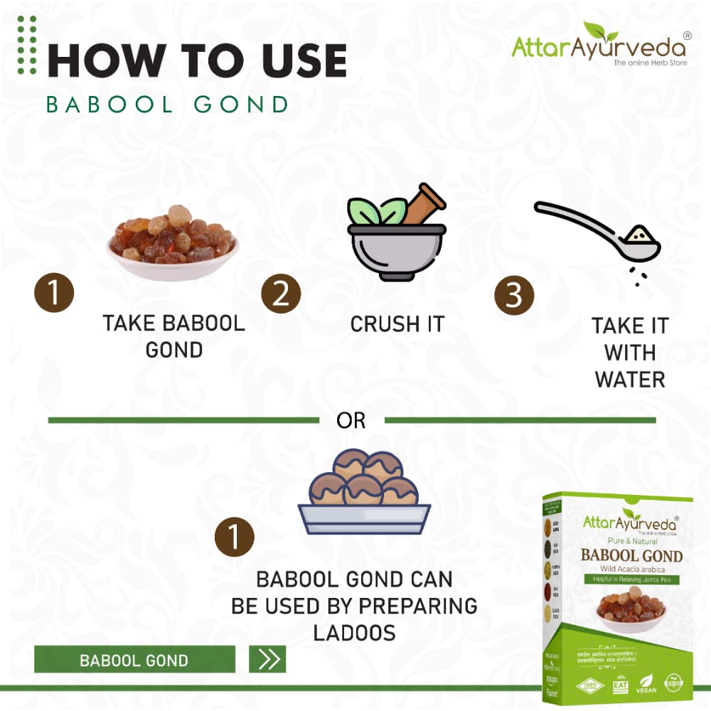 Attar Ayurveda Babul Gond Gum - Kikar Gond - Babool Gond - Acacia arabica Willd (250 Grams) – view 6
