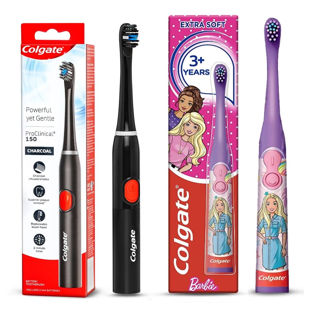 Adult sonic toothbrush with kids Barbie brush in one combo