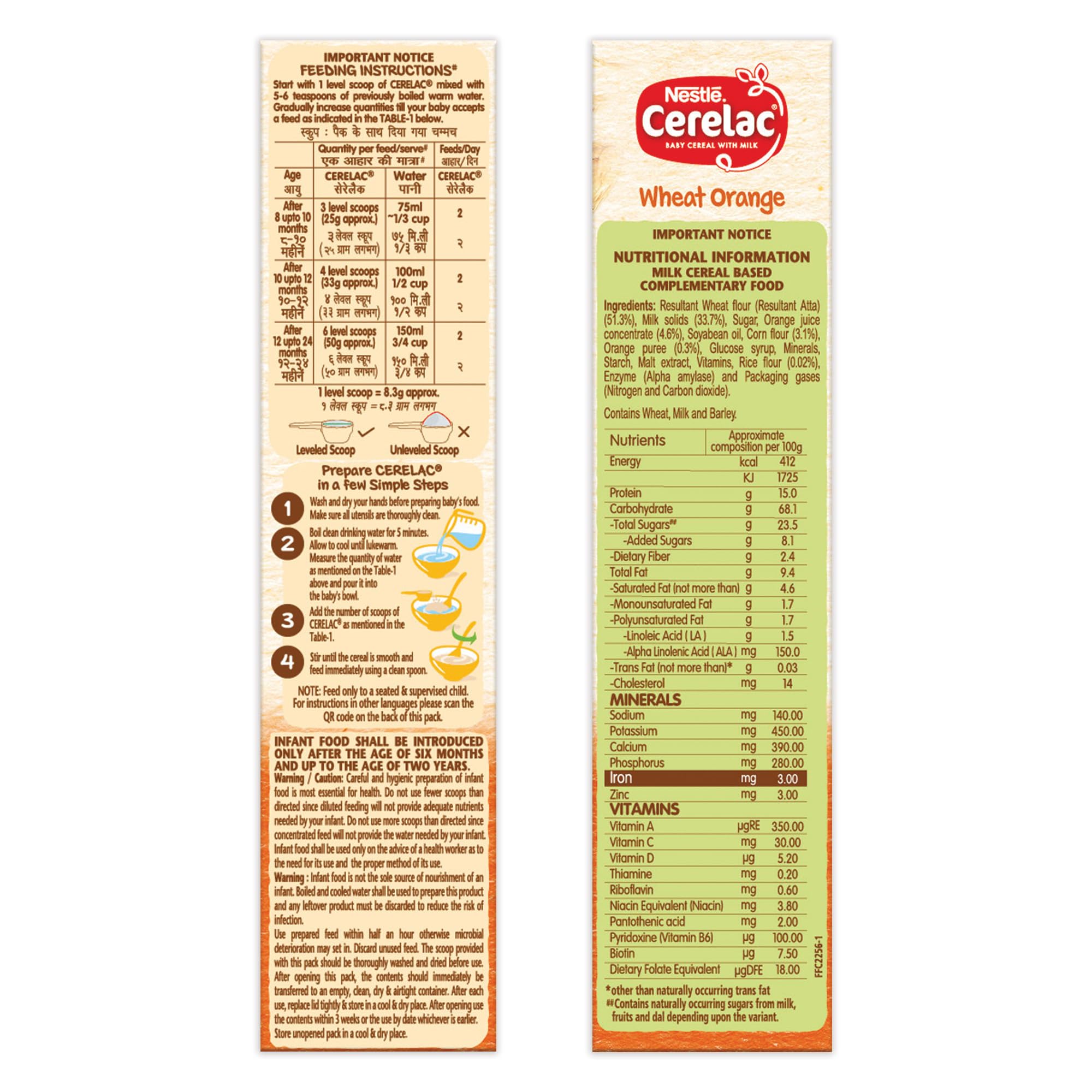 Nestle Cerelac Baby Cereal with Milk , Wheat Orange , From 8 to 24 Months ,Stage 2, Source of Iron & Protein , 300g – view 4
