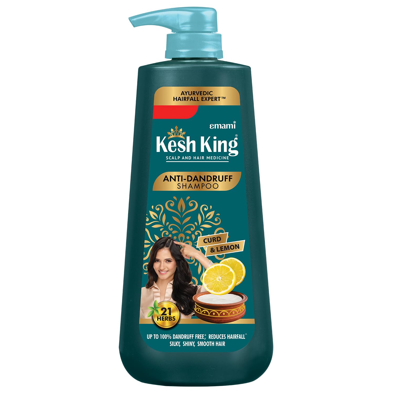 Kesh King Gold shampoo bottle with lemon anti-dandruff formula