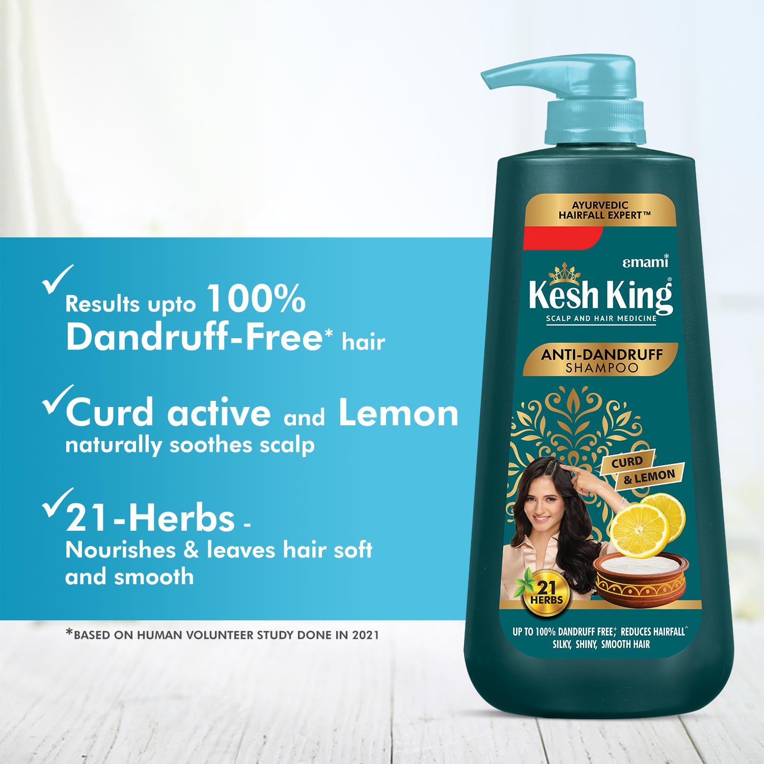 Kesh King Ayurvedic Anti-Dandruff, Reduces Hair Fall Soothes Itchy Scalp No Paraben & No Silicon, 21 Natural Ingredients The Goodness Of Curd, Lemon And Neem Shampoo For Women And Men - 600 Ml – view 3
