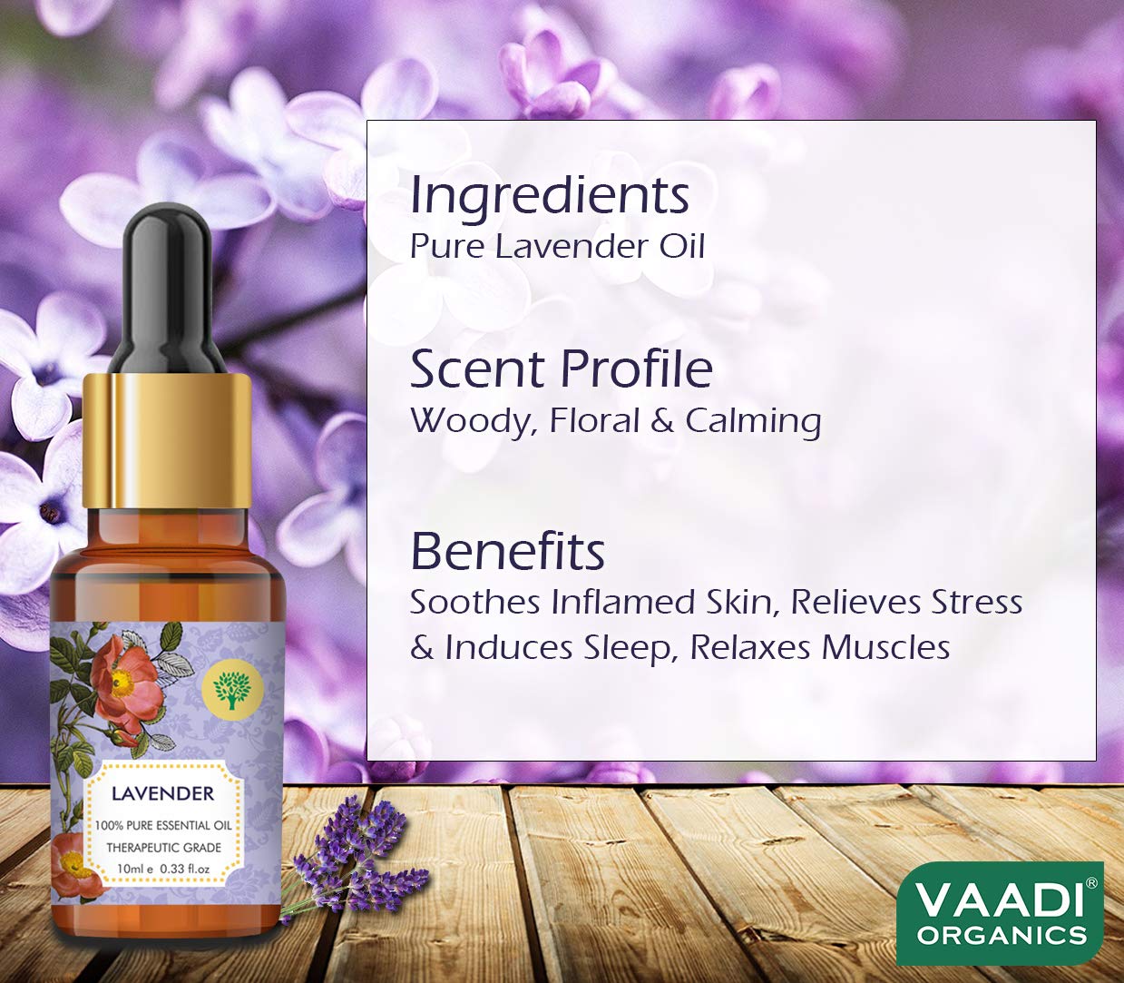 VAADI HERBALS Lavender Essential Oil - Prevents Hairfall, Relieves Stress, Soothes Skin - 100% Pure Therapeutic Grade, 10 ml – view 4