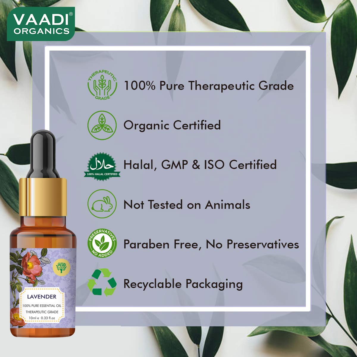 VAADI HERBALS Lavender Essential Oil - Prevents Hairfall, Relieves Stress, Soothes Skin - 100% Pure Therapeutic Grade, 10 ml – view 5