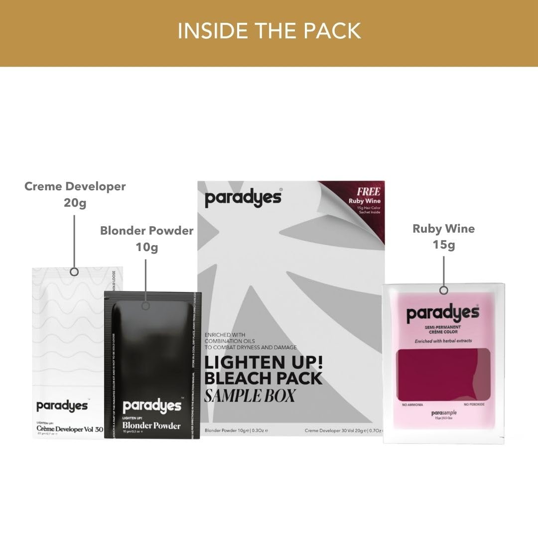 Paradyes Lighten Up! Bleach Pack Sample Box with Free Ruby Wine Color Sample – view 2
